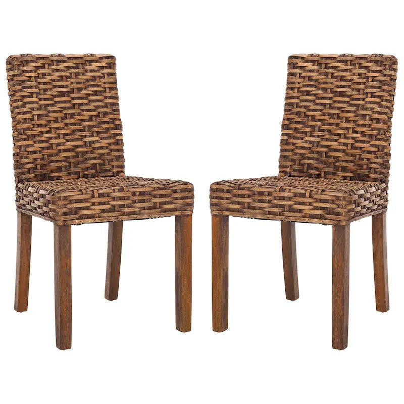 Sedia da pranzo laterale in vimini marrone naturale, set da 2