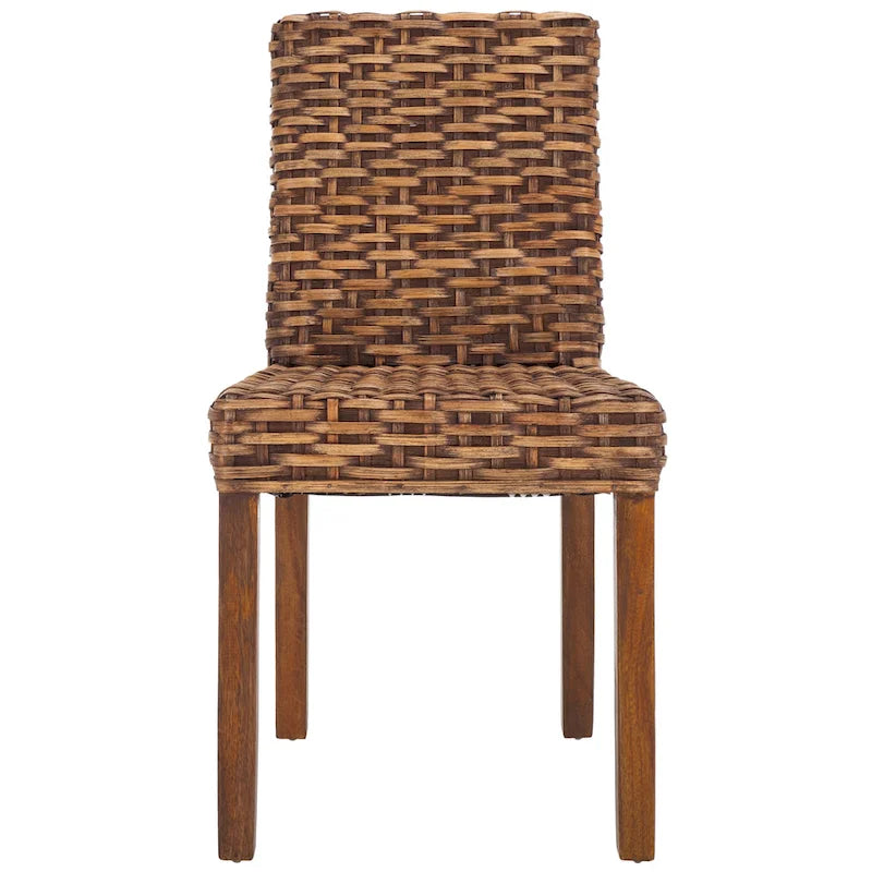 Sedia da pranzo laterale in vimini marrone naturale, set da 2