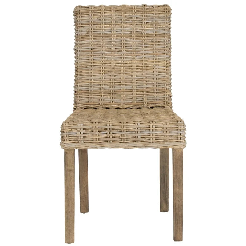 Sedia da pranzo laterale in vimini marrone naturale, set da 2
