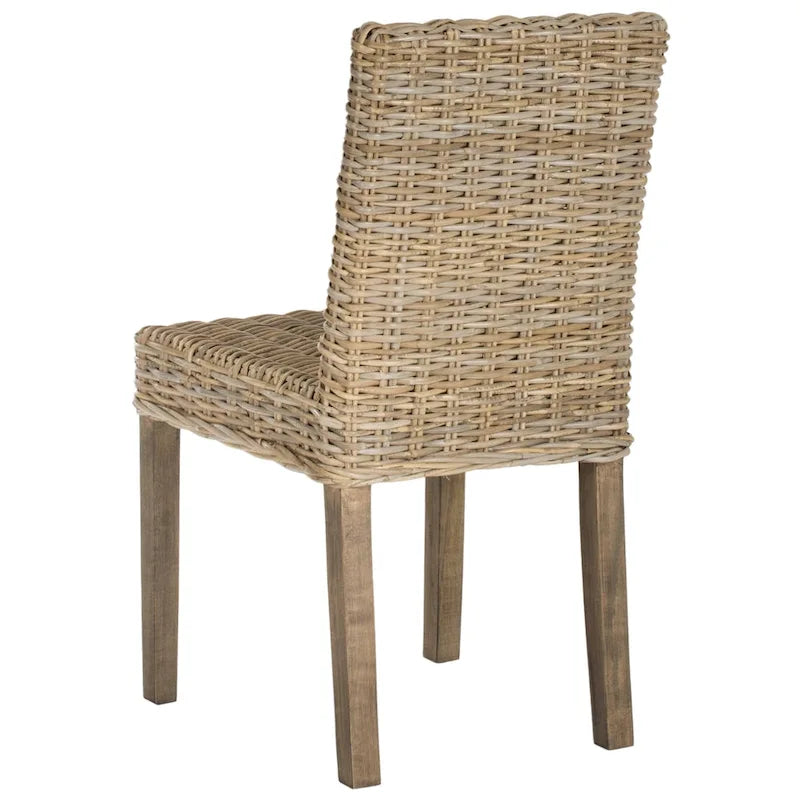 Sedia da pranzo laterale in vimini marrone naturale, set da 2