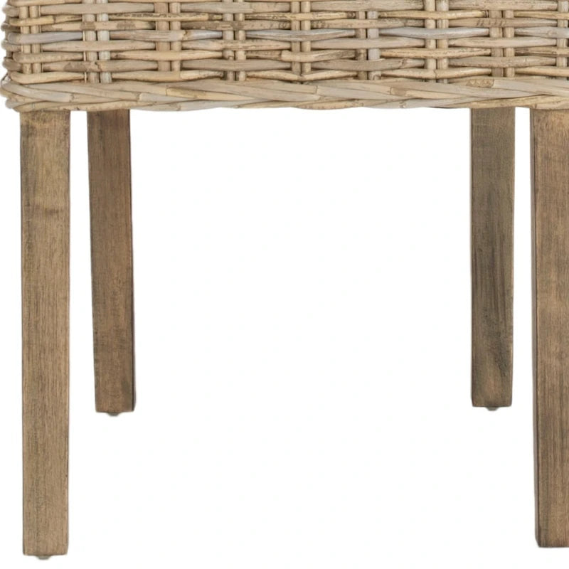 Sedia da pranzo laterale in vimini marrone naturale, set da 2