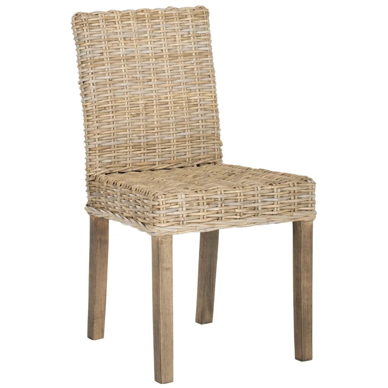 Sedia da pranzo laterale in vimini marrone naturale, set da 2