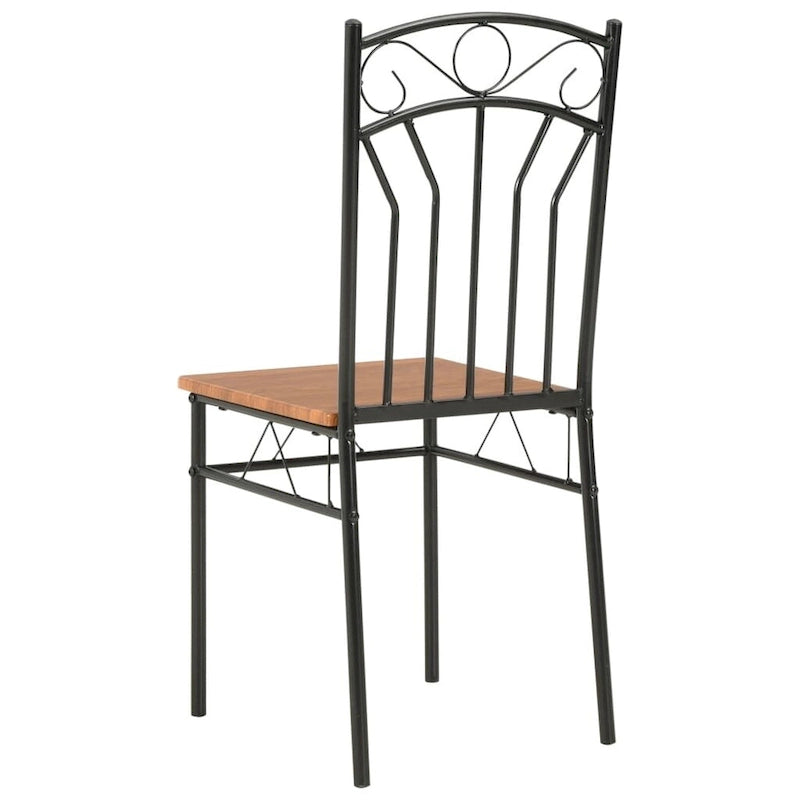 Sedia da pranzo in MDF marrone Mid-Century Modern con struttura in acciaio