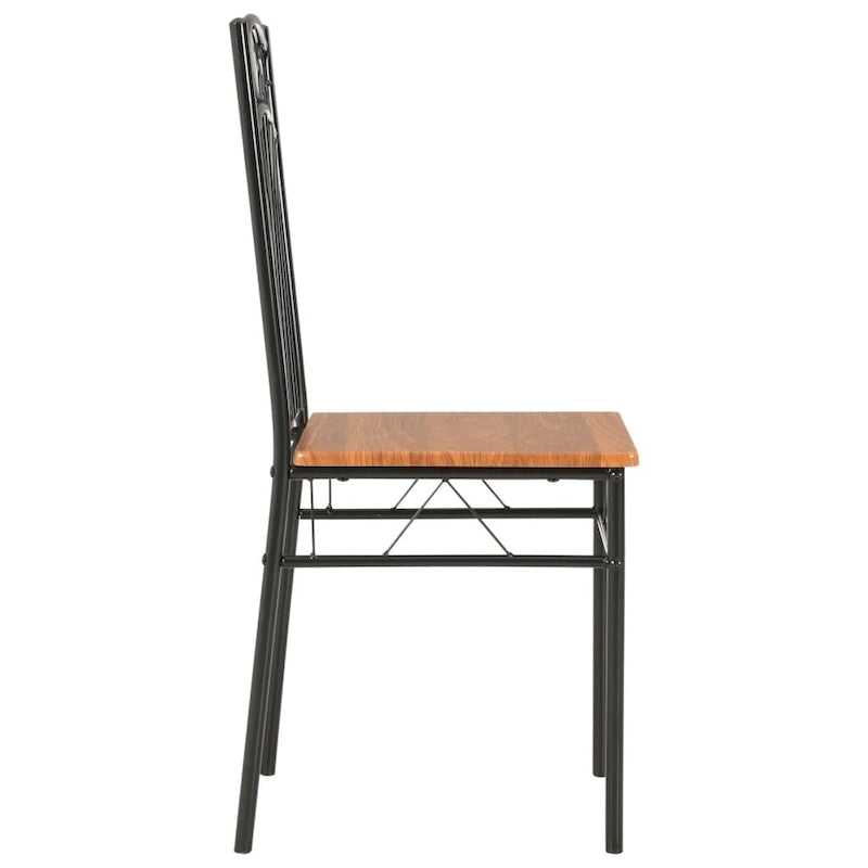Sedia da pranzo in MDF marrone Mid-Century Modern con struttura in acciaio