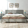 Letto matrimoniale king-size grigio con testiera e pediera, rete a doghe, 1 posto