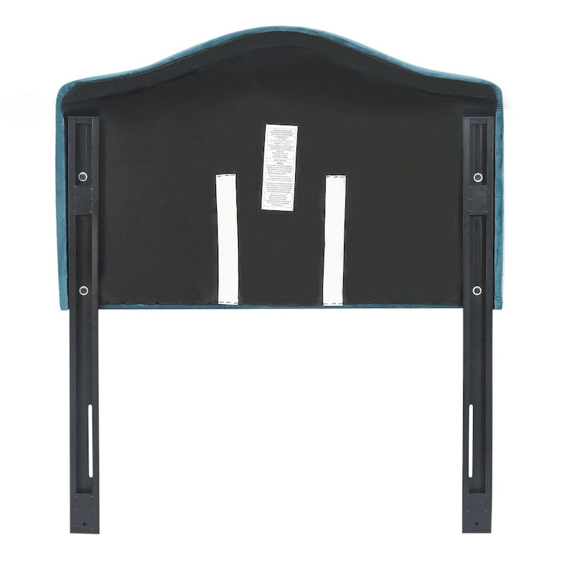 Testiera imbottita Camelback verde/blu con bottoni per letto singolo (1 persona)