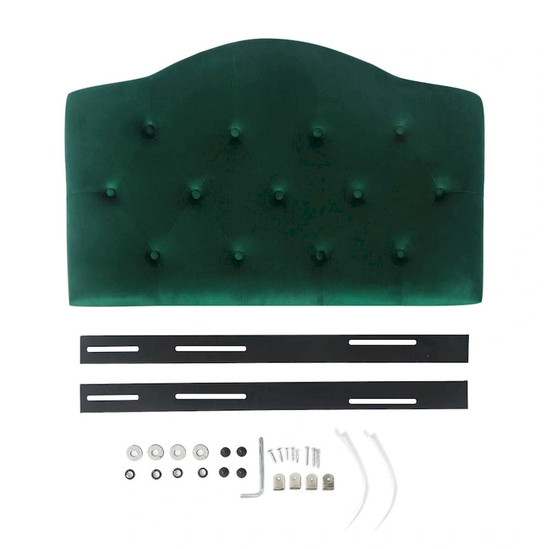 Testiera imbottita Camelback verde/blu con bottoni per letto singolo (1 persona)