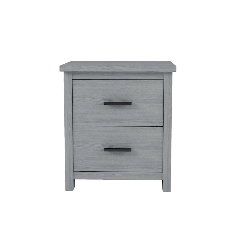 Set camera da letto 4 pezzi queen noce/grigio chiaro – Letto con piattaforma, 2 comodini e cassettiera (per 1-2 persone)