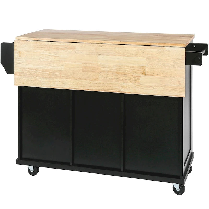 Carrello da Cucina con Isola e Piano a Scomparsa e Spazio Contenitore