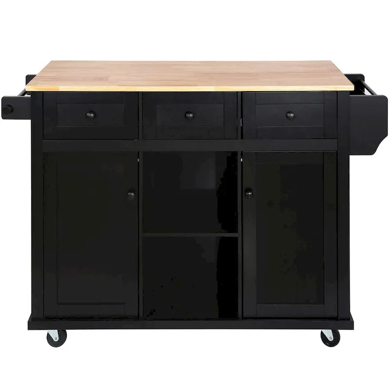 Carrello da Cucina con Isola e Piano a Scomparsa e Spazio Contenitore