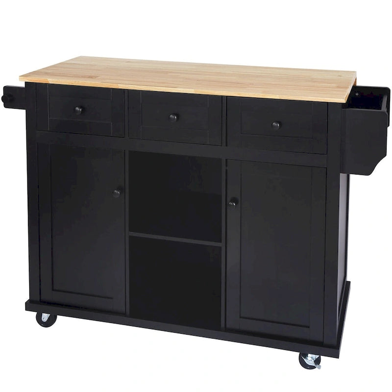 Carrello da Cucina con Isola e Piano a Scomparsa e Spazio Contenitore