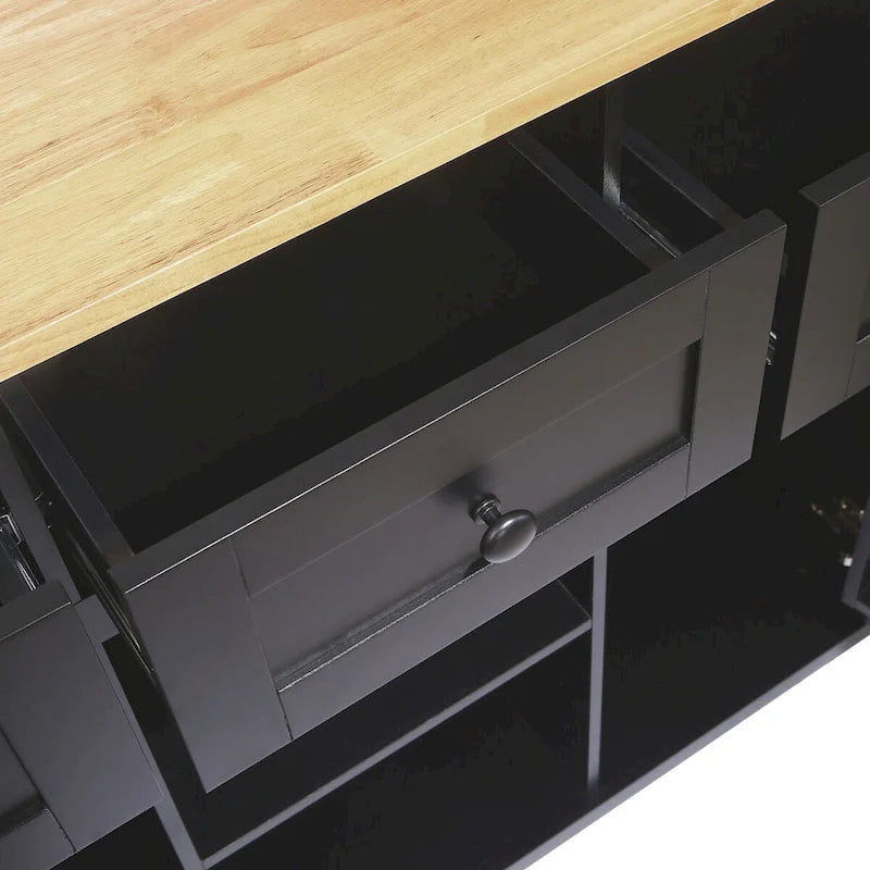 Carrello da Cucina con Isola e Piano a Scomparsa e Spazio Contenitore