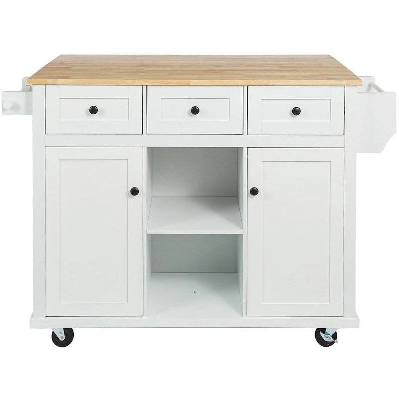Carrello da Cucina con Isola e Piano a Scomparsa e Spazio Contenitore