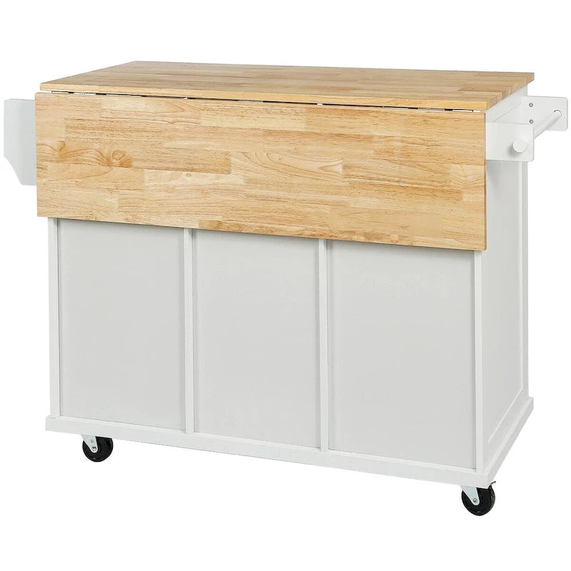 Carrello da Cucina con Isola e Piano a Scomparsa e Spazio Contenitore