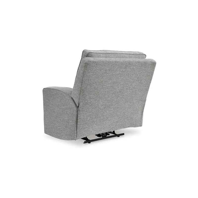Poltrona reclinabile elettrica in poliestere color peltro con poggiatesta regolabile e porta USB