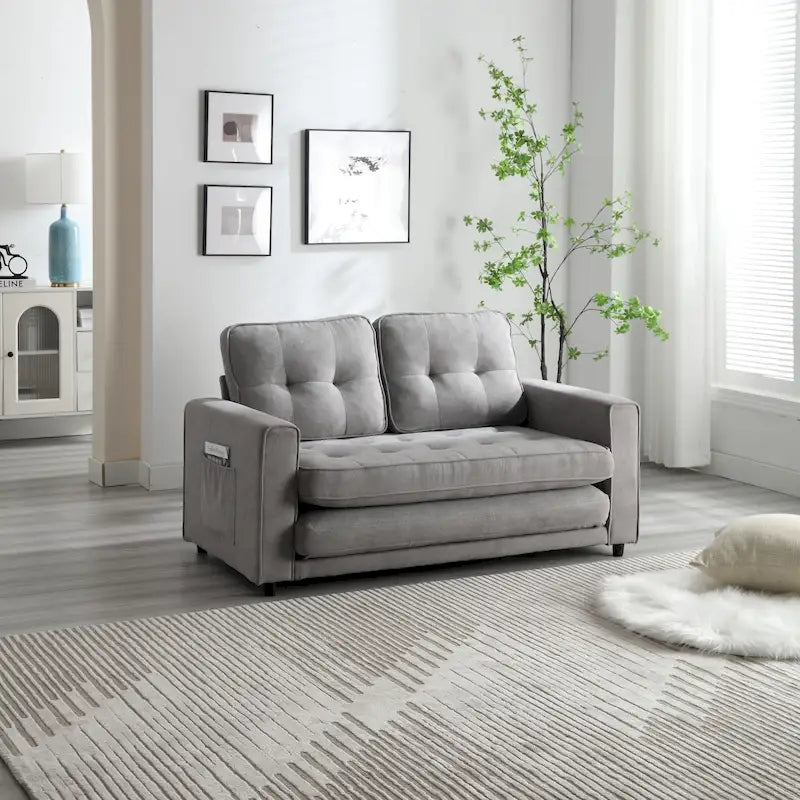 Divano Letto Trasformabile in Velluto con Design Estraibile per Piccoli Spazi