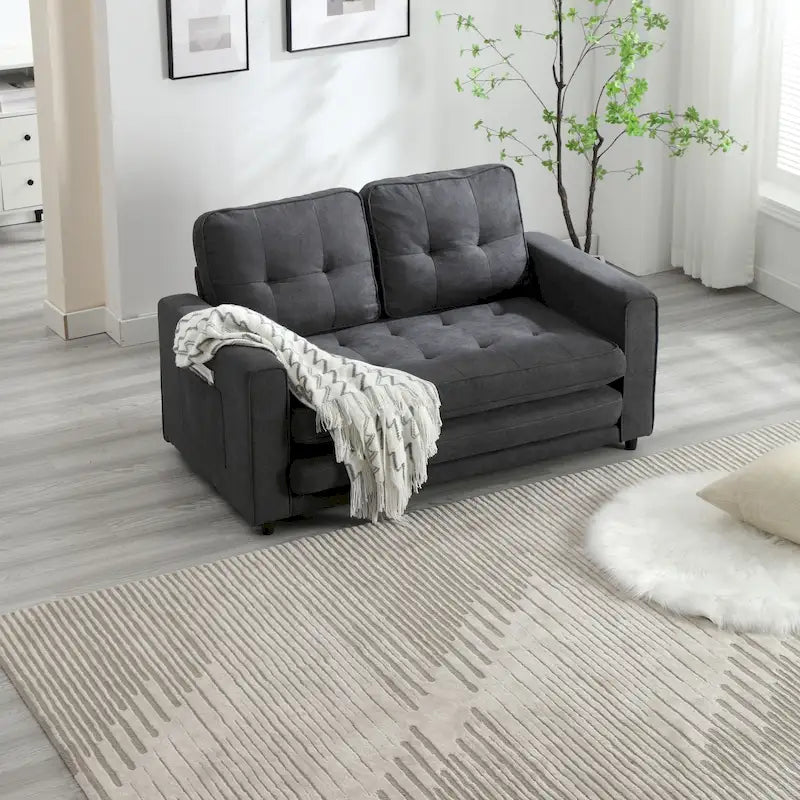 Divano Letto Trasformabile in Velluto con Design Estraibile per Piccoli Spazi