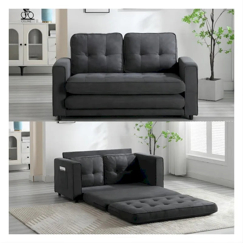 Divano Letto Trasformabile in Velluto con Design Estraibile per Piccoli Spazi