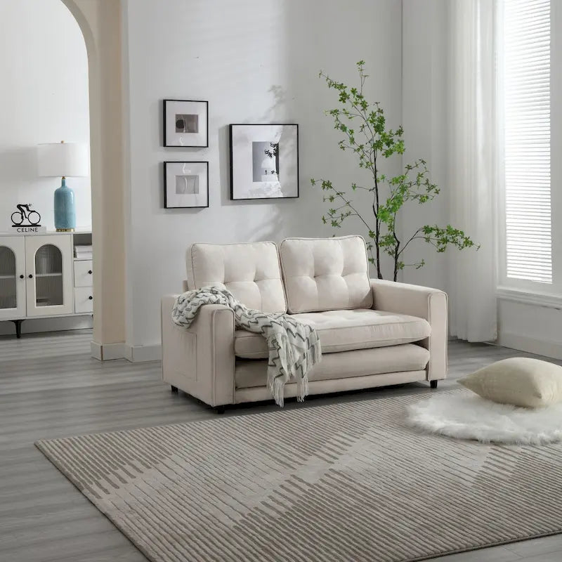 Divano Letto Trasformabile in Velluto con Design Estraibile per Piccoli Spazi
