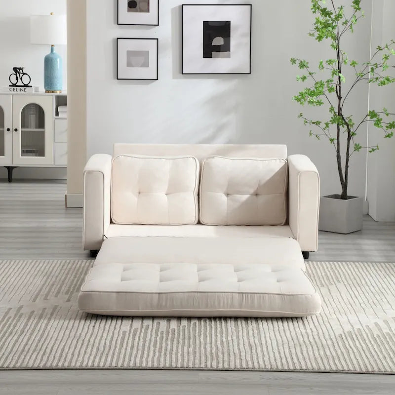 Divano Letto Trasformabile in Velluto con Design Estraibile per Piccoli Spazi