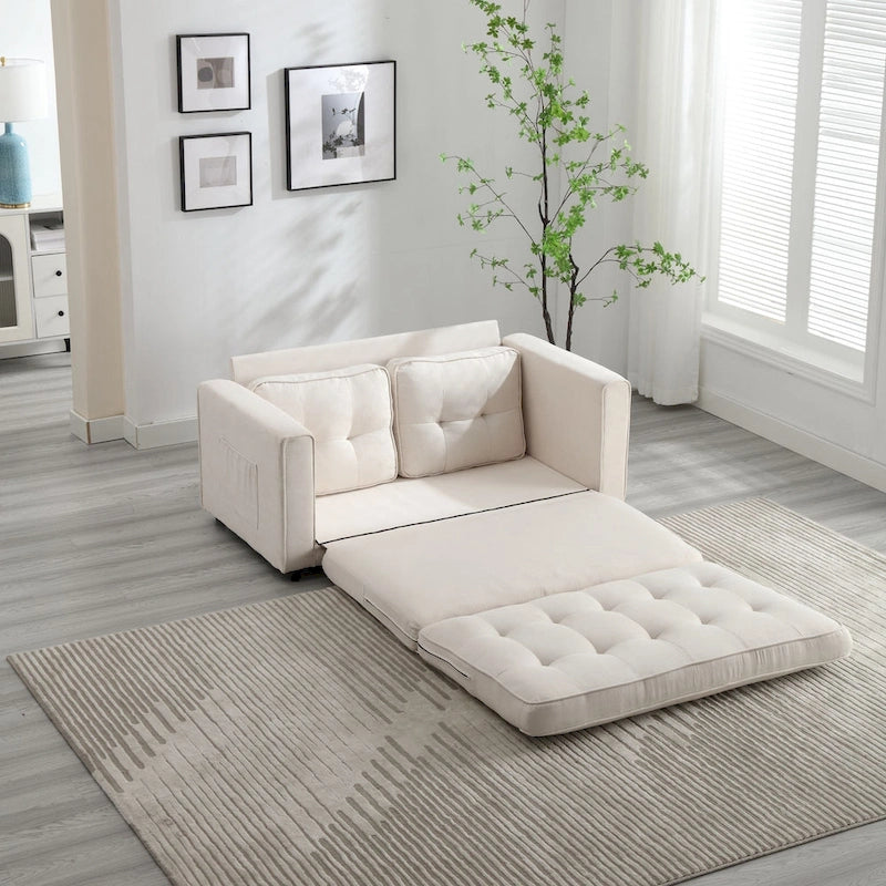 Divano Letto Trasformabile in Velluto con Design Estraibile per Piccoli Spazi