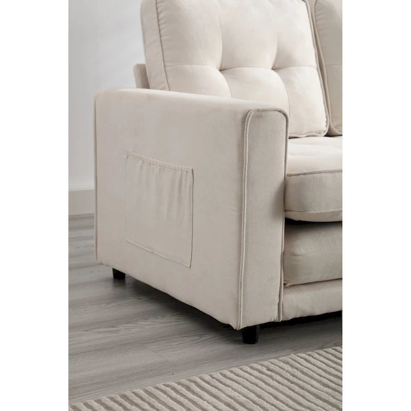 Divano Letto Trasformabile in Velluto con Design Estraibile per Piccoli Spazi