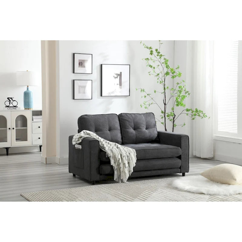Divano Letto Trasformabile in Velluto con Design Estraibile per Piccoli Spazi