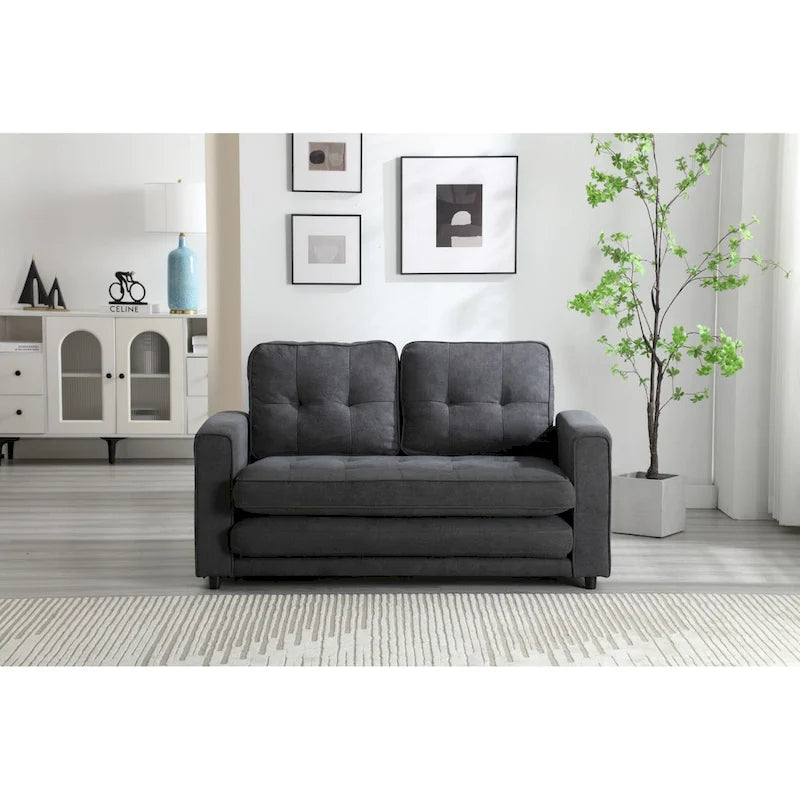 Divano Letto Trasformabile in Velluto con Design Estraibile per Piccoli Spazi