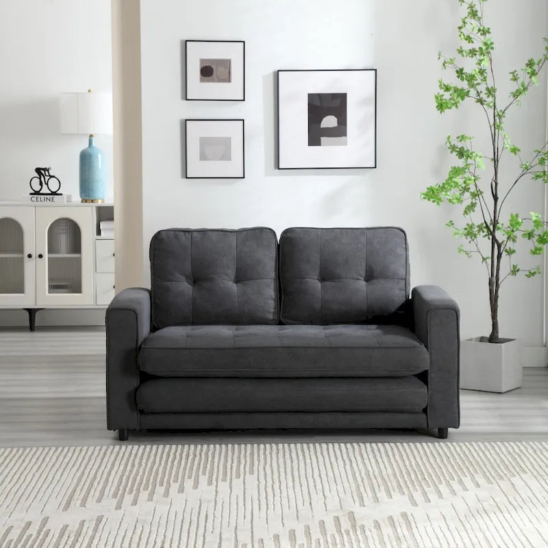 Divano Letto Trasformabile in Velluto con Design Estraibile per Piccoli Spazi