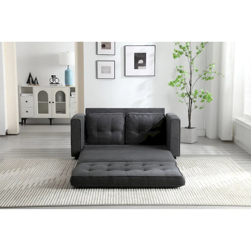 Divano Letto Trasformabile in Velluto con Design Estraibile per Piccoli Spazi