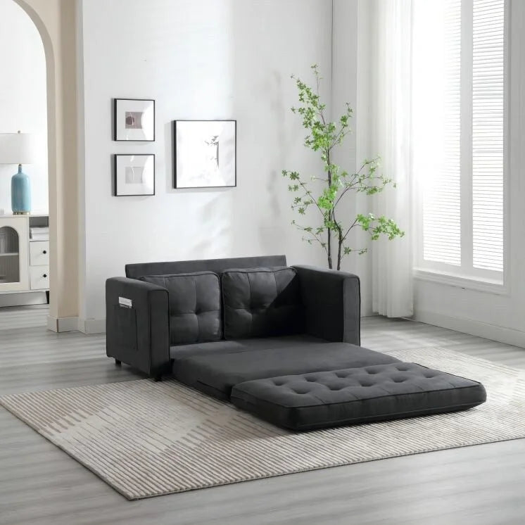 Divano Letto Trasformabile in Velluto con Design Estraibile per Piccoli Spazi