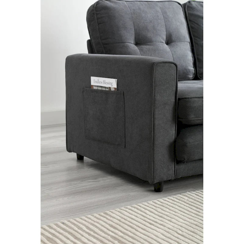 Divano Letto Trasformabile in Velluto con Design Estraibile per Piccoli Spazi