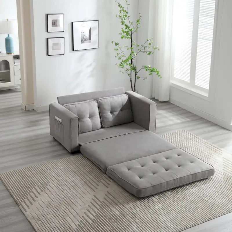 Divano Letto Trasformabile in Velluto con Design Estraibile per Piccoli Spazi