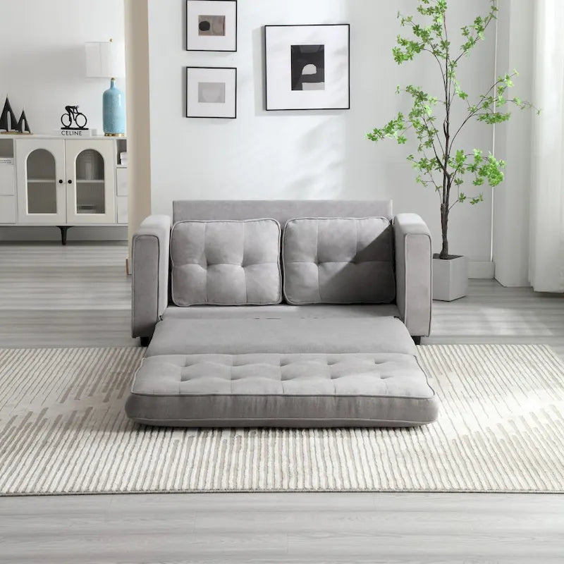 Divano Letto Trasformabile in Velluto con Design Estraibile per Piccoli Spazi