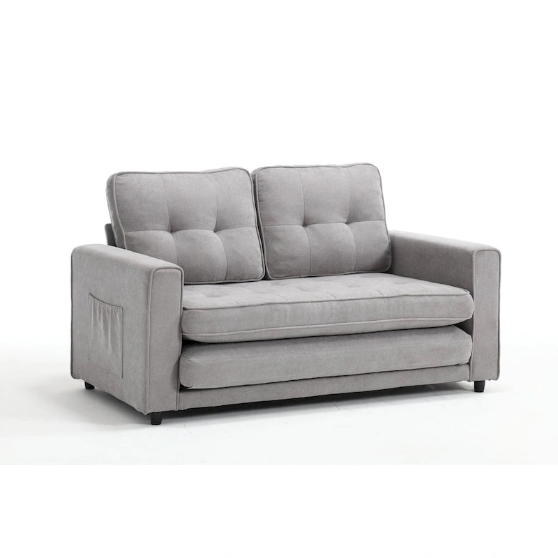 Divano Letto Trasformabile in Velluto con Design Estraibile per Piccoli Spazi