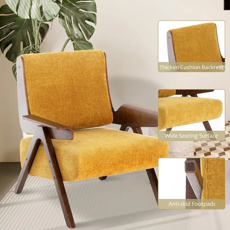 Poltrona di design in tessuto Grigio/Blu/Verde/Bianco/Giallo, stile moderno di metà secolo, seduta singola, gambe in rovere