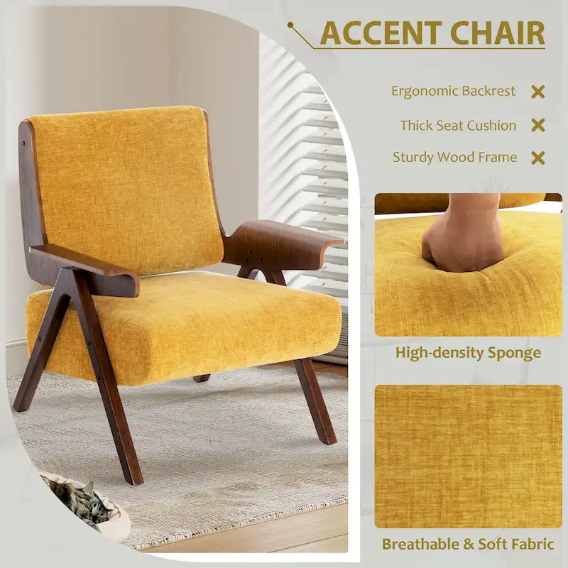 Poltrona di design in tessuto Grigio/Blu/Verde/Bianco/Giallo, stile moderno di metà secolo, seduta singola, gambe in rovere