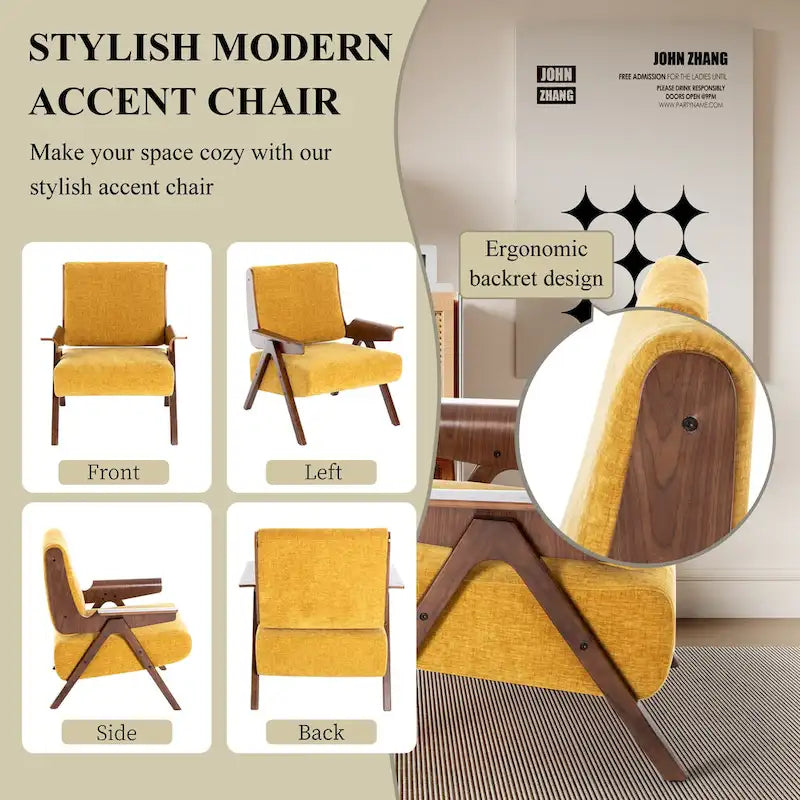 Poltrona di design in tessuto Grigio/Blu/Verde/Bianco/Giallo, stile moderno di metà secolo, seduta singola, gambe in rovere