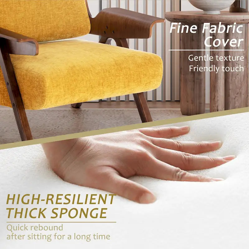 Poltrona di design in tessuto Grigio/Blu/Verde/Bianco/Giallo, stile moderno di metà secolo, seduta singola, gambe in rovere