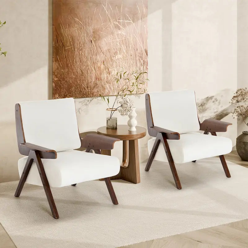 Poltrona di design in tessuto Grigio/Blu/Verde/Bianco/Giallo, stile moderno di metà secolo, seduta singola, gambe in rovere