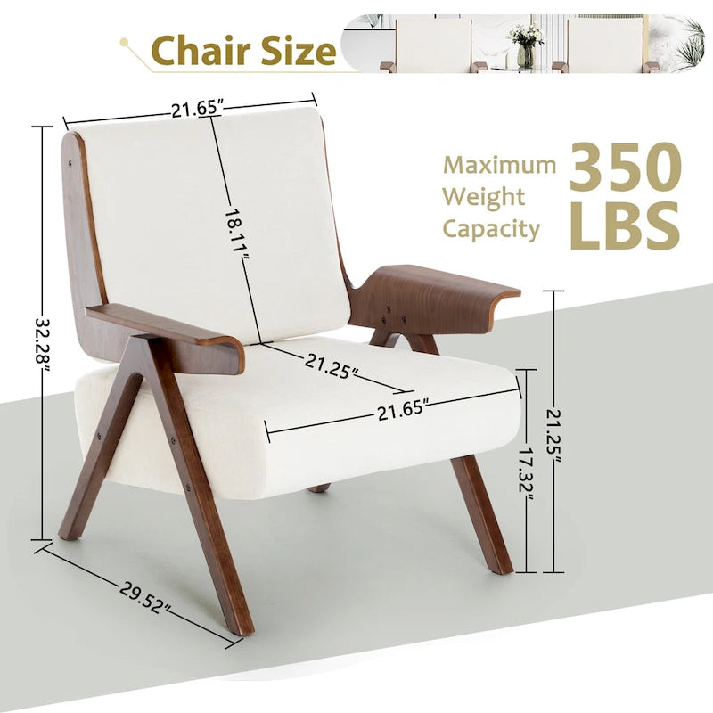 Poltrona di design in tessuto Grigio/Blu/Verde/Bianco/Giallo, stile moderno di metà secolo, seduta singola, gambe in rovere