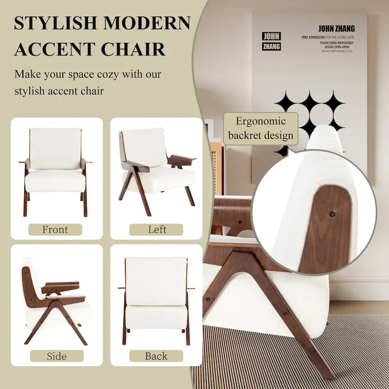 Poltrona di design in tessuto Grigio/Blu/Verde/Bianco/Giallo, stile moderno di metà secolo, seduta singola, gambe in rovere
