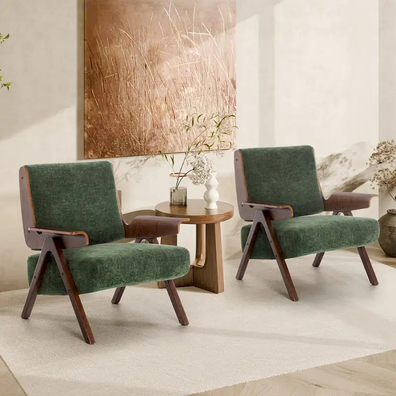 Poltrona di design in tessuto Grigio/Blu/Verde/Bianco/Giallo, stile moderno di metà secolo, seduta singola, gambe in rovere