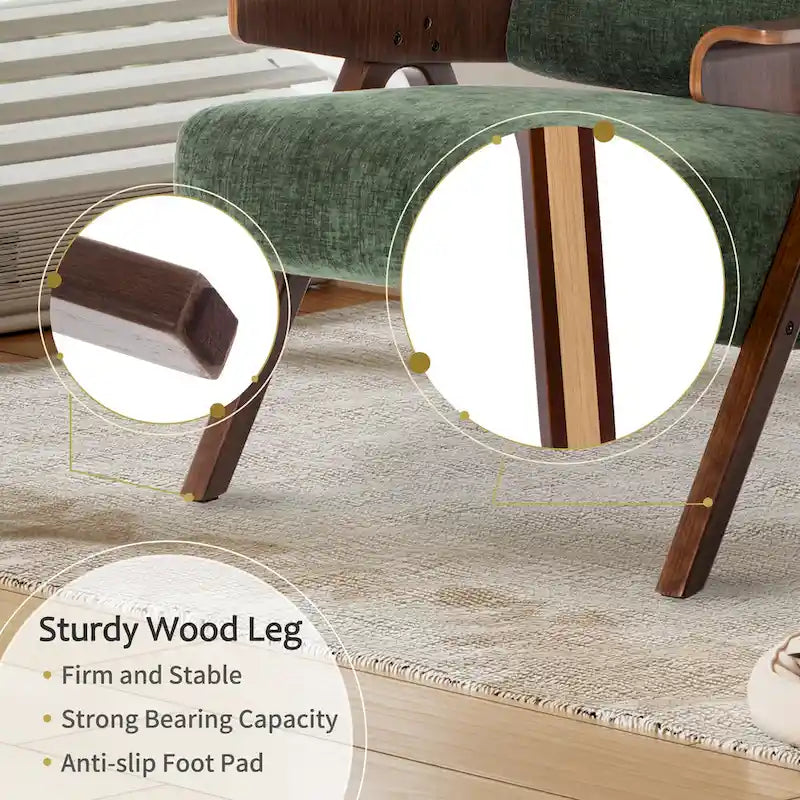 Poltrona di design in tessuto Grigio/Blu/Verde/Bianco/Giallo, stile moderno di metà secolo, seduta singola, gambe in rovere