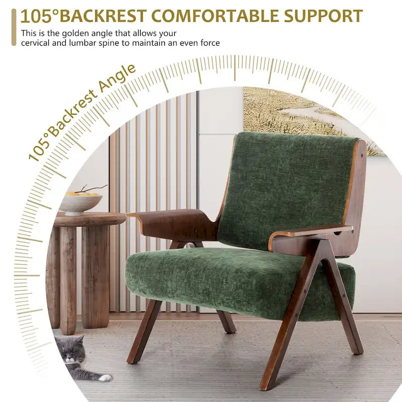 Poltrona di design in tessuto Grigio/Blu/Verde/Bianco/Giallo, stile moderno di metà secolo, seduta singola, gambe in rovere