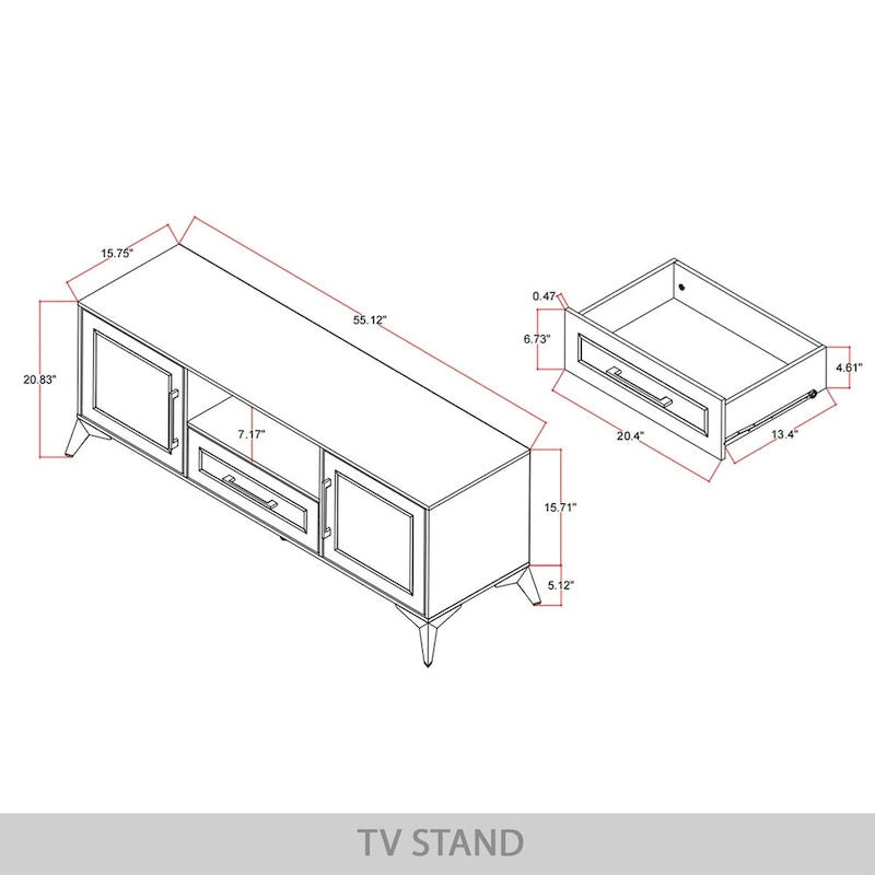 Mobile porta TV bianco con dettagli dorati, montaggio in 1 persona