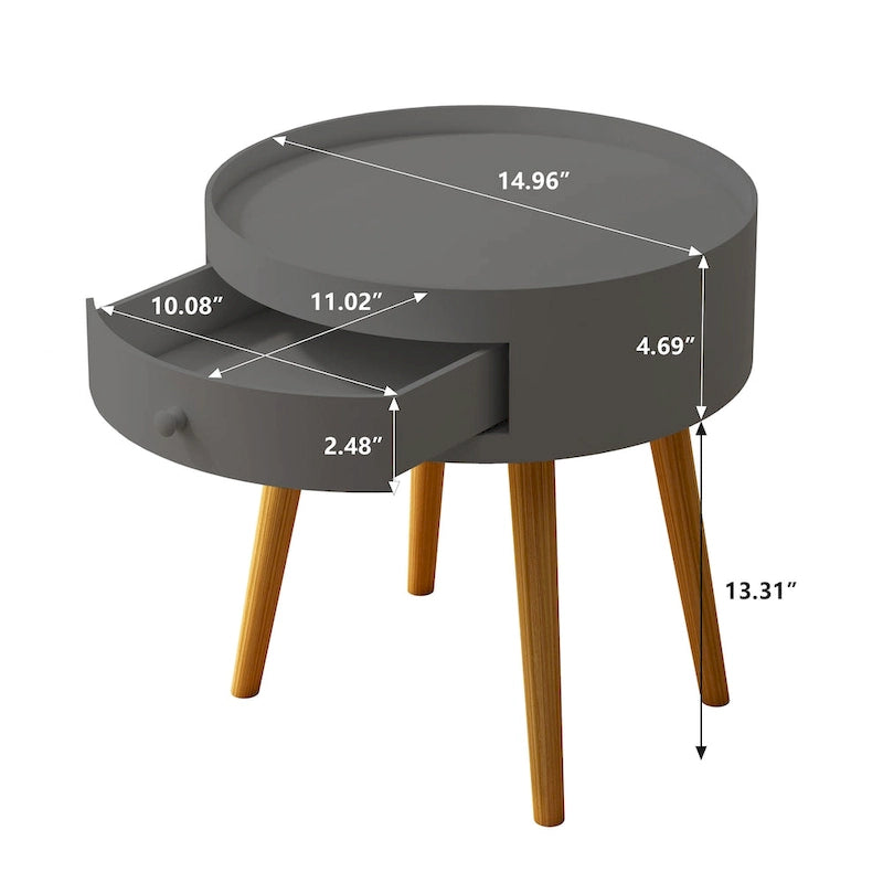 Tavolino Moderno Grigio con Cassetto, Piano in MDF, Uso per 1 Persona