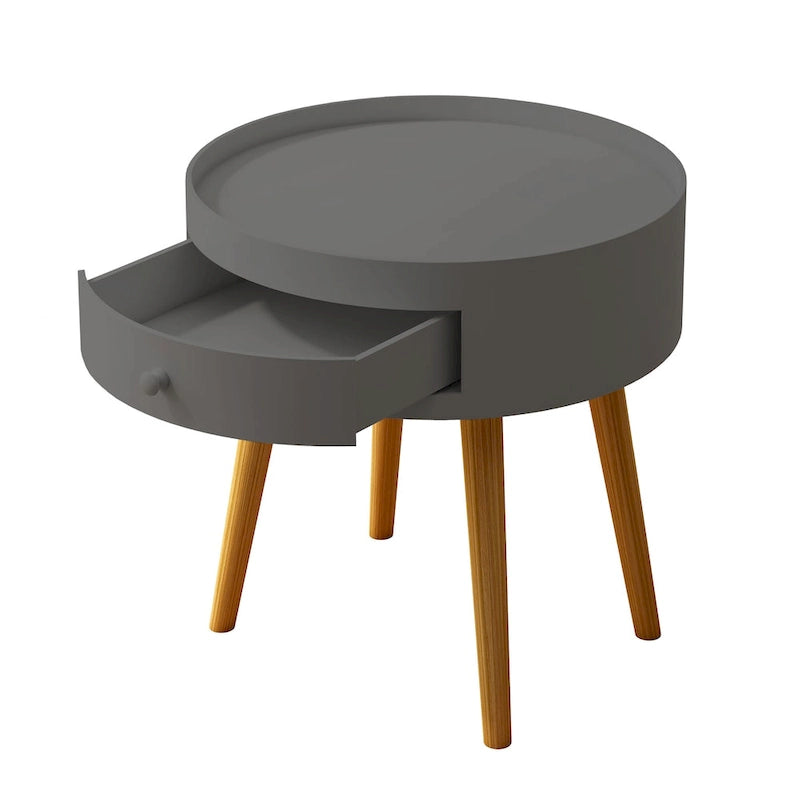 Tavolino Moderno Grigio con Cassetto, Piano in MDF, Uso per 1 Persona