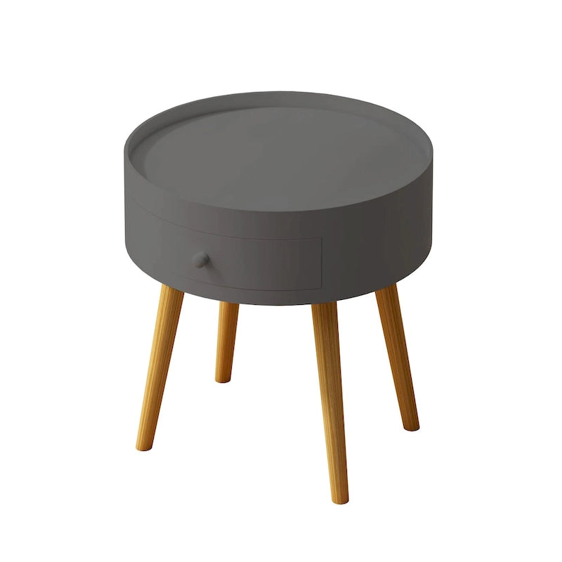Tavolino Moderno Grigio con Cassetto, Piano in MDF, Uso per 1 Persona
