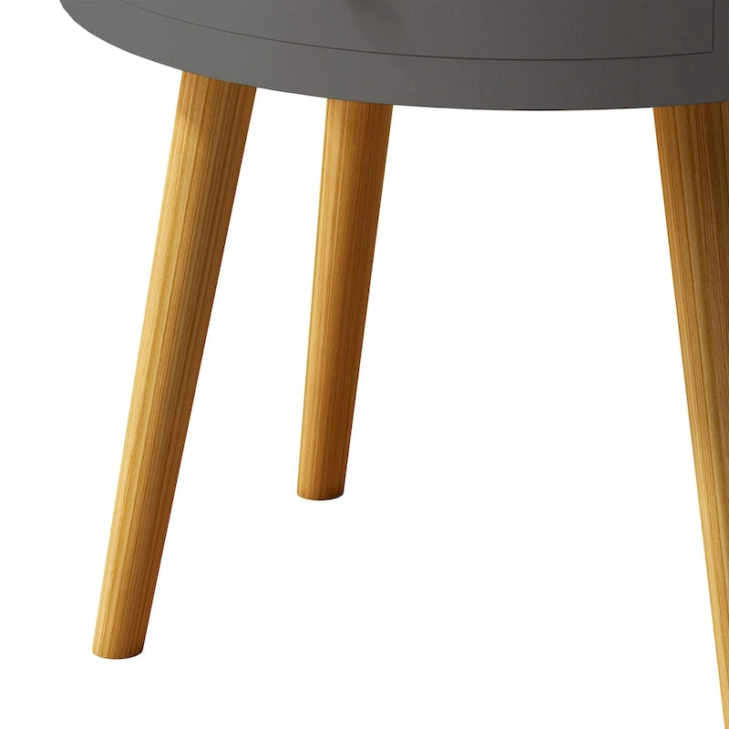 Tavolino Moderno Grigio con Cassetto, Piano in MDF, Uso per 1 Persona